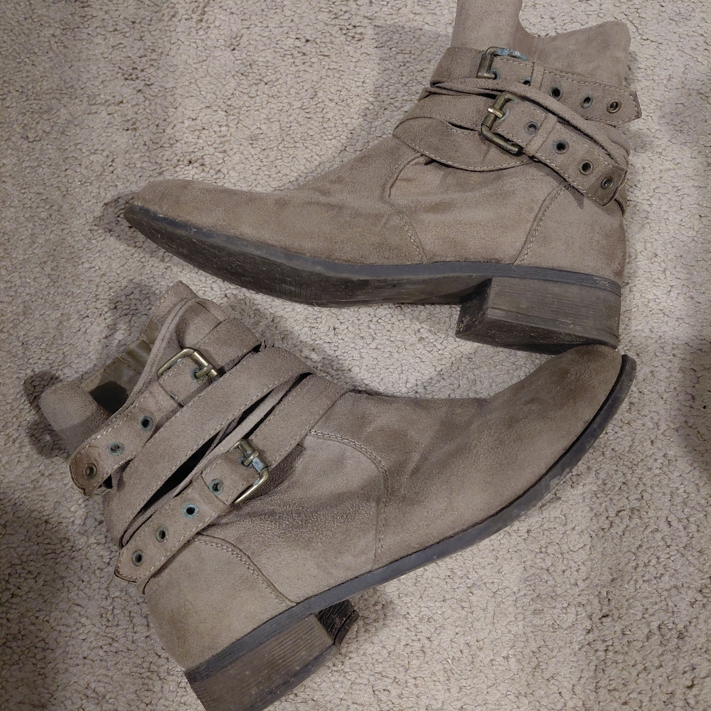 Tiffany & Co. Taupe Ankle Boots with Buckle Detail